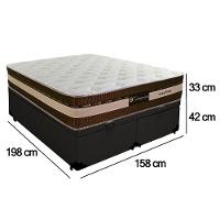 Cama Box Baú Queen Sintético + Colchão Esplendor Molas Ensacadas Luckspuma 158x198x75 Cor:preto - 2