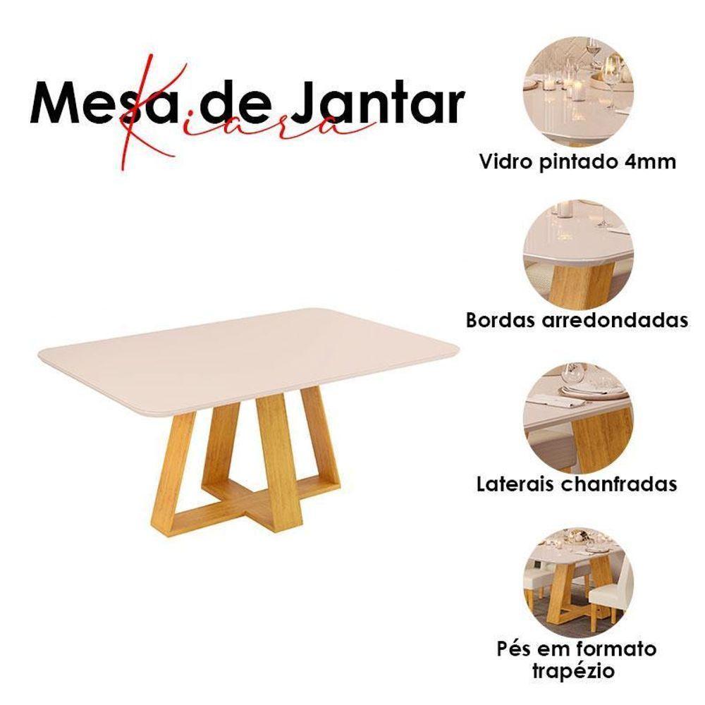 Mesa De Jantar Kiara Cedro Off White Com 4 Cadeiras Yasmin Cedro Veludo Kraft – Dj Móveis - 3