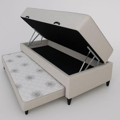 Cama Box Conjugada Baú Com Auxiliar De Espuma Semi-ortopédica Solteiro 88x188 Suede