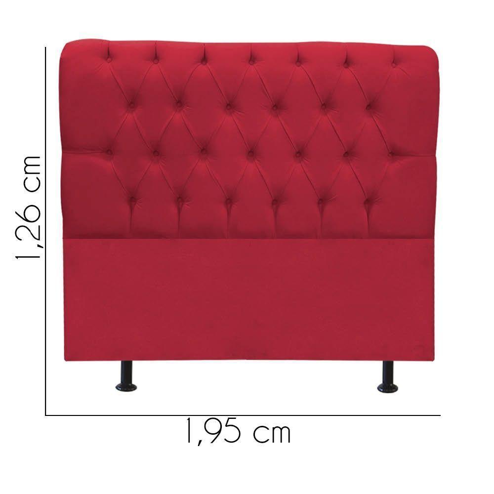 Cabeceira Estofada Cama Box King 195cm París Corino Vermelho- Mabe Magazine - 3