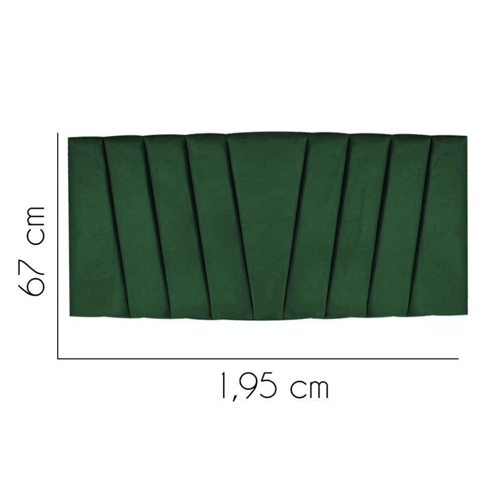 Painel Cabeceira Estofada Bélgica 195cm Cama Box King Corino Verde- Mabe Magazine - 2