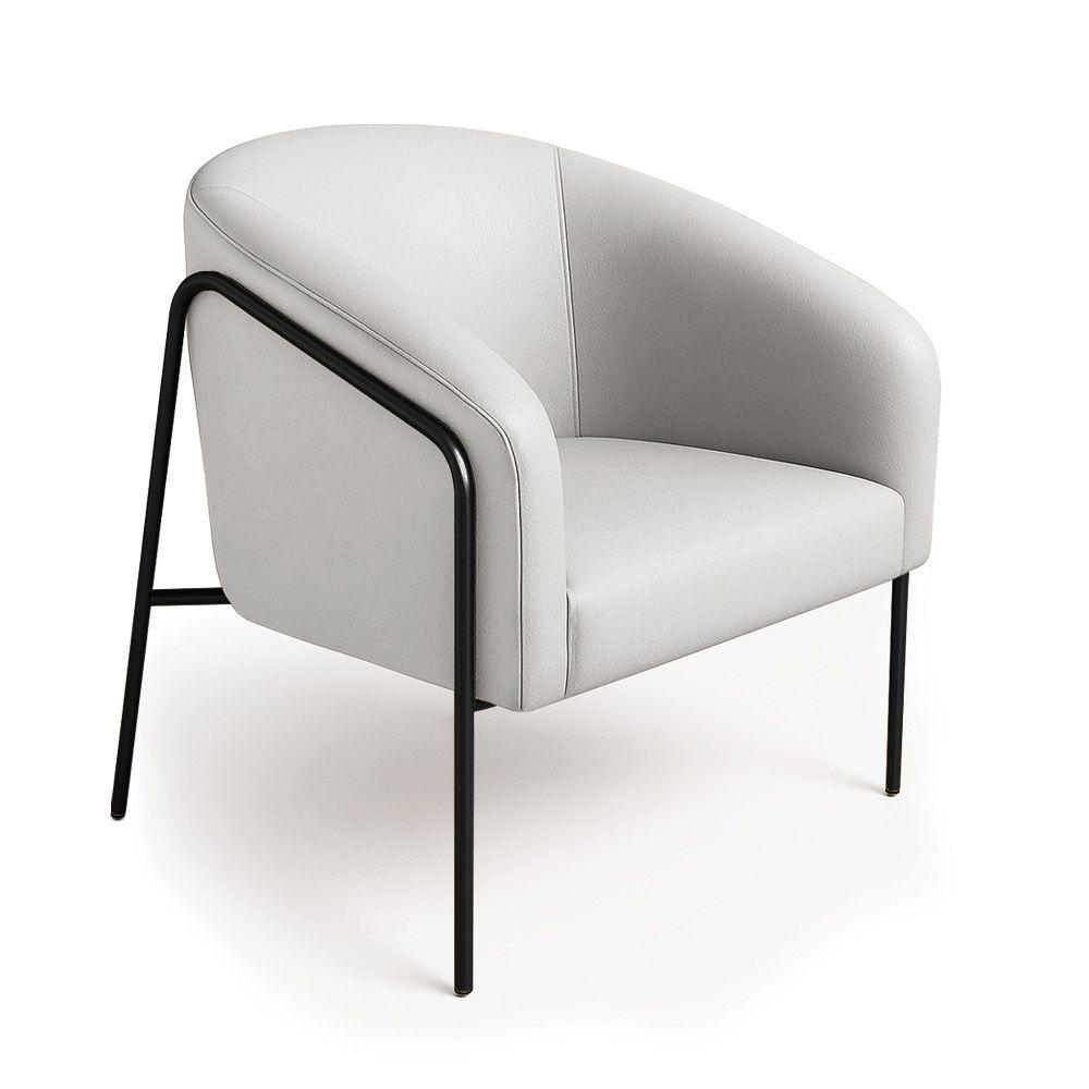 Poltrona Sala Industrial Alta Preto Stella Corino Cinza D03 - D'rossi - 2