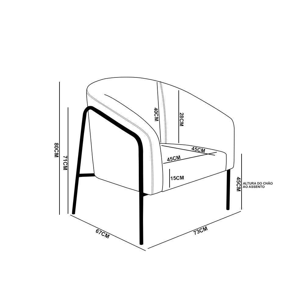 Poltrona Sala Industrial Alta Preto Stella Corino Cinza D03 - D'rossi - 4