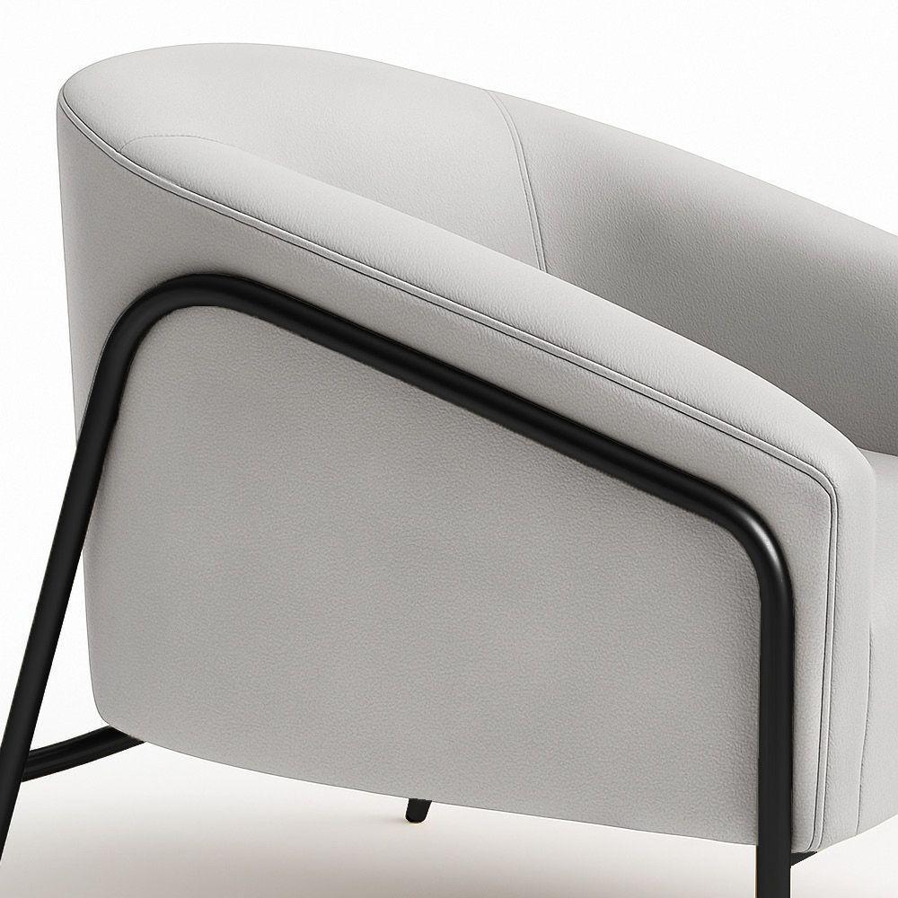 Poltrona Sala Industrial Alta Preto Stella Corino Cinza D03 - D'rossi - 7