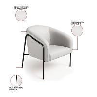 Poltrona Sala Industrial Alta Preto Stella Corino Cinza D03 - D'rossi - 3