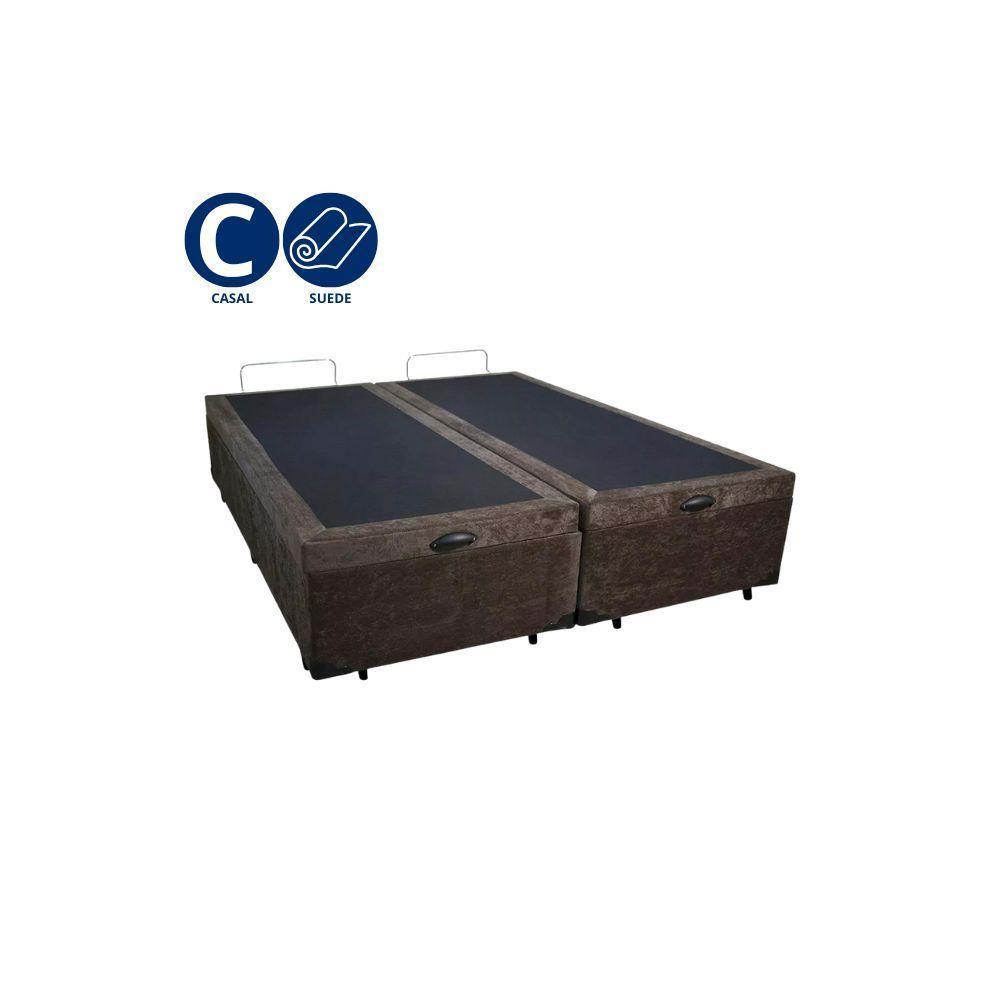 Cama Box Baú Casal Bipartido Whc Suede Marrom 138x188x42 - 2
