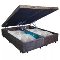 Cama Box Baú Casal Bipartido Whc Suede Marrom 138x188x42