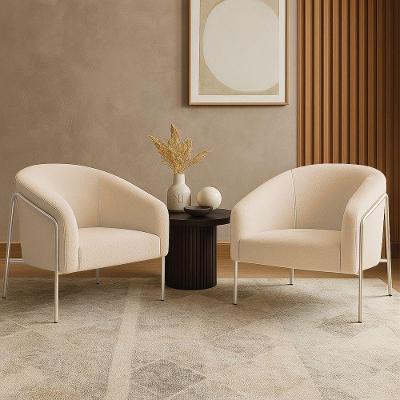 Poltrona Sala Industrial Alta Champanhe Kit 2 Stella Bouclê Bege D03 - D'rossi