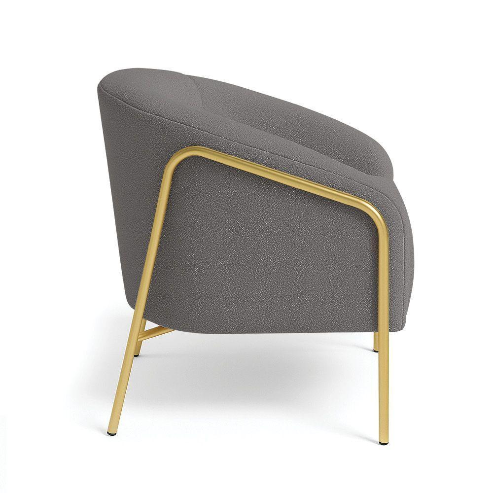 Poltrona Sala Industrial Alta Dourado Stella Bouclê D03 - D'rossi Cor Grafite - 5