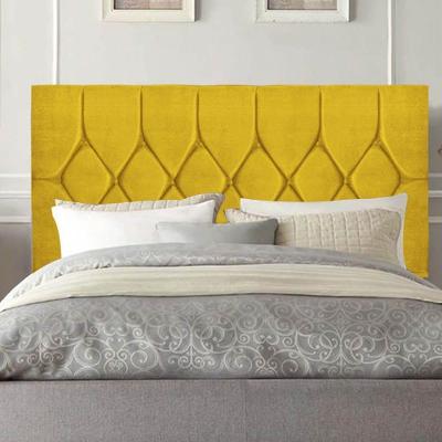 Cabeceira Estofada Cama Box King 195cm Istambul Suede Amarelo- Mabe Magazine