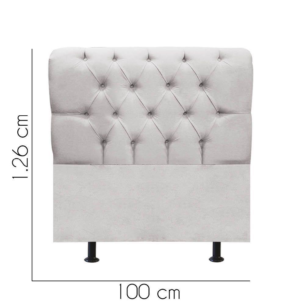 Cabeceira Estofada Cama Box Solteiro 100cm París Corino Cinza Claro- Mabe Magazine - 3