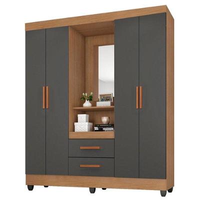 Guarda Roupa Casal Capela Lite Nature Cinza - Móveis Leão