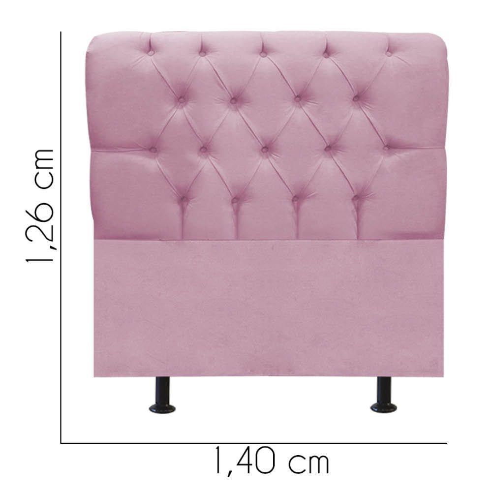 Cabeceira Estofada Cama Box Casal 140cm París Veludo Rosa Bebe- Mabe Magazine - 3