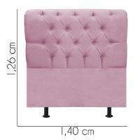 Cabeceira Estofada Cama Box Casal 140cm París Veludo Rosa Bebe- Mabe Magazine - 3