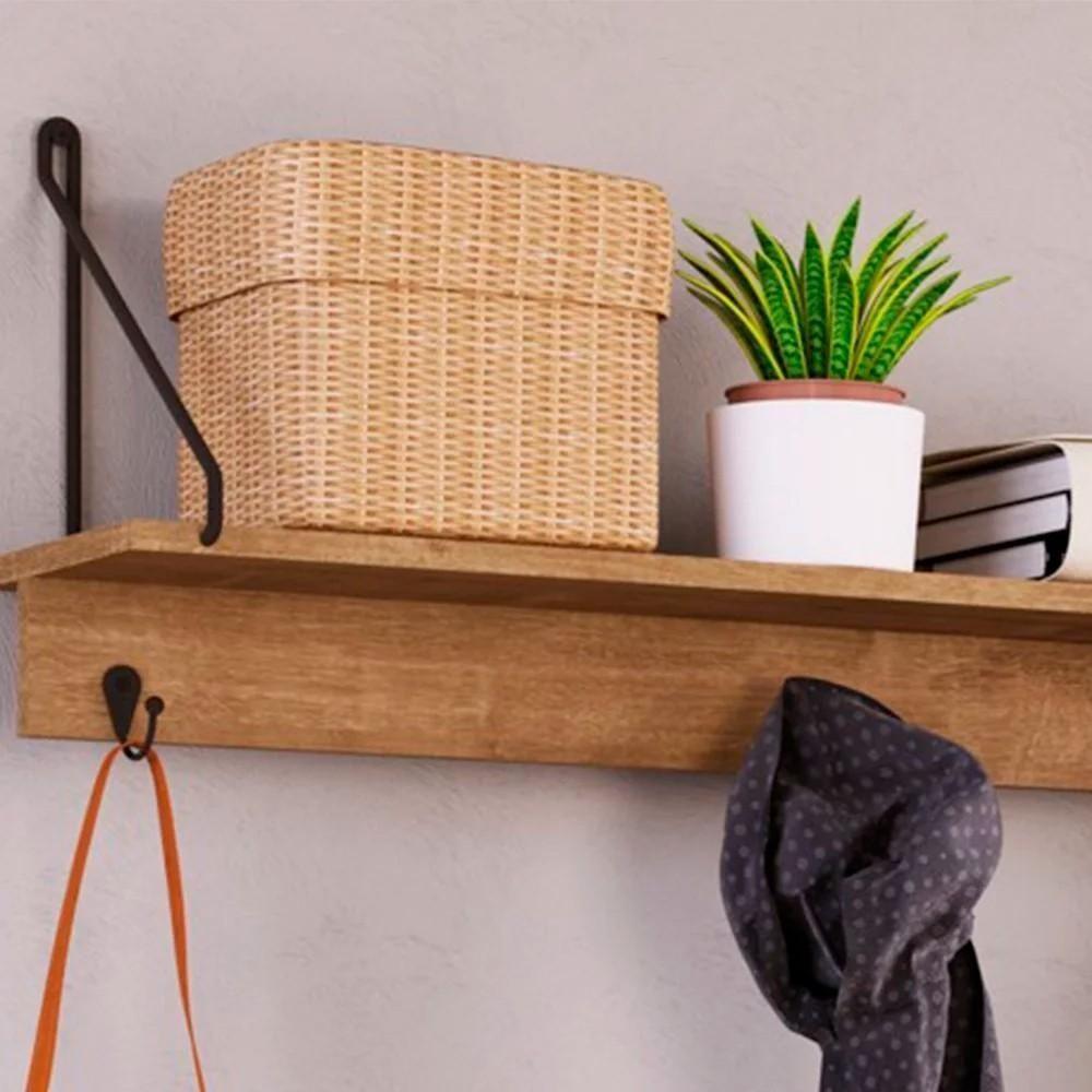 Kit Prateleira Decorativa E Sapateira Banco Para Hall De Entrada Tube Vermont/preto - Artesano - 5