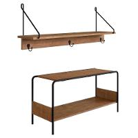 Kit Prateleira Decorativa E Sapateira Banco Para Hall De Entrada Tube Vermont/preto - Artesano - 1