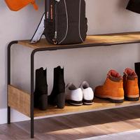 Kit Prateleira Decorativa E Sapateira Banco Para Hall De Entrada Tube Vermont/preto - Artesano - 3