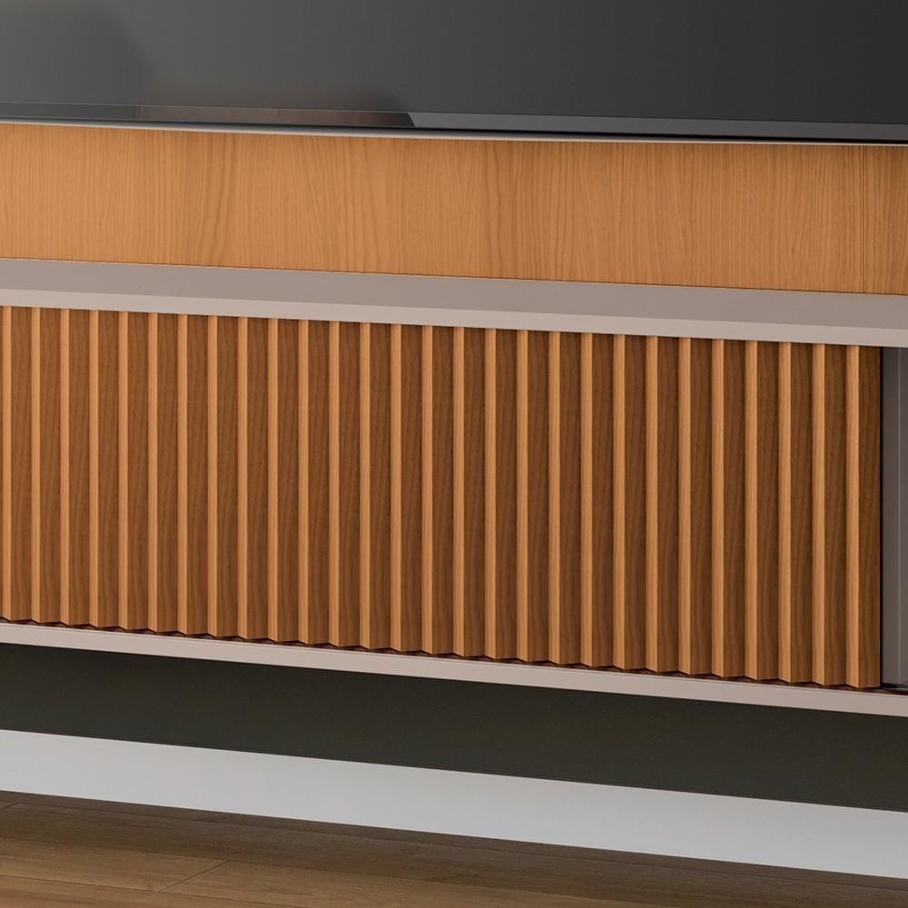 Painel Para Tv 85 Pol Vivaz E Mesa De Centro Alane H01 Off White-cinamomo - Mpozenato - 3