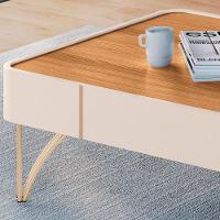 Painel Para Tv 85 Pol Vivaz E Mesa De Centro Alane H01 Off White-cinamomo - Mpozenato - 2