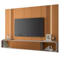Painel Para Tv 85 Pol Vivaz E Mesa De Centro Alane H01 Off White-cinamomo - Mpozenato - 8