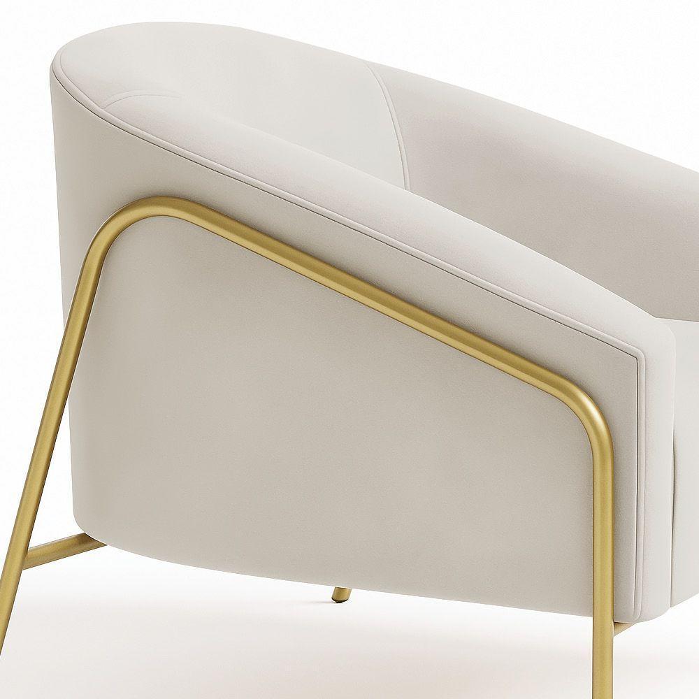 Poltrona Sala Industrial Alta Dourado Stella Veludo Cinza D03 - D'rossi - 7