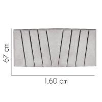 Painel Cabeceira Estofada Bélgica 160cm Cama Box Queen Veludo Cinza Claro- Mabe Magazine - 2