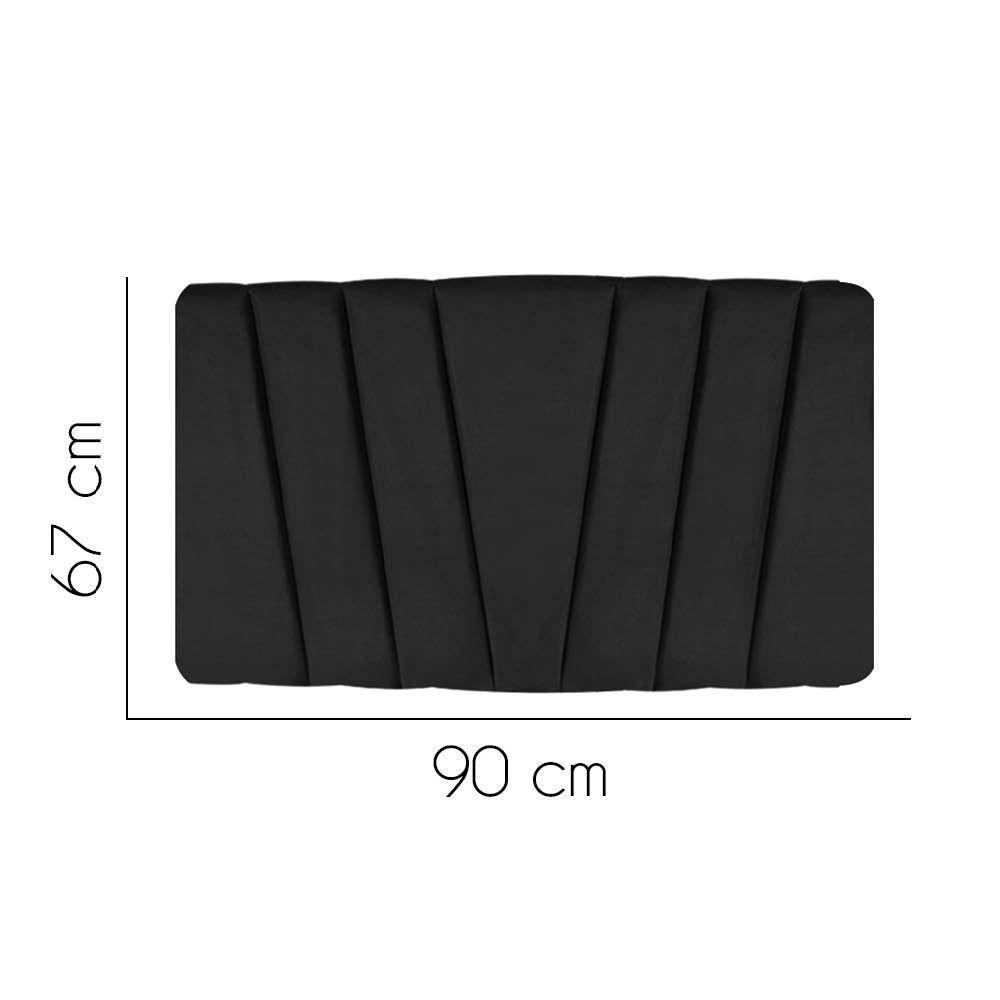 Painel Cabeceira Estofada Bélgica 90cm Cama Box Solteiro Veludo Preto- Mabe Magazine - 2