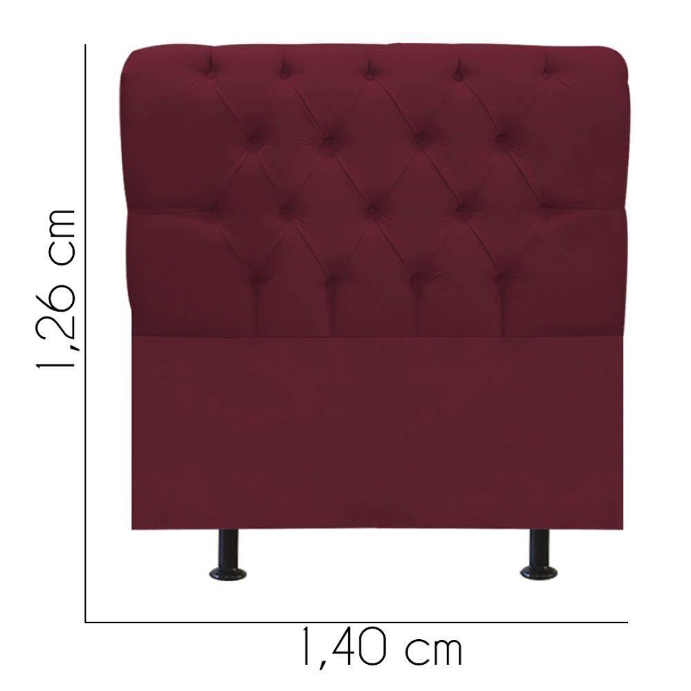 Cabeceira Estofada Cama Box Casal 140cm París Suede Bordo- Mabe Magazine - 3