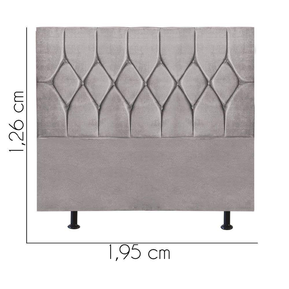 Cabeceira Estofada Cama Box King 195cm Istambul Corino Cinza Claro- Mabe Magazine - 3