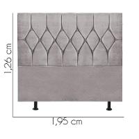 Cabeceira Estofada Cama Box King 195cm Istambul Corino Cinza Claro- Mabe Magazine - 3