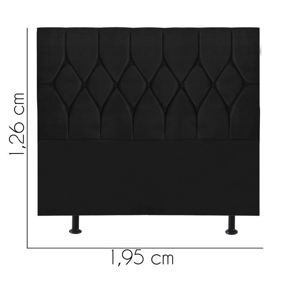 Cabeceira Estofada Cama Box King 195cm Istambul Suede Preto- Mabe Magazine - 3