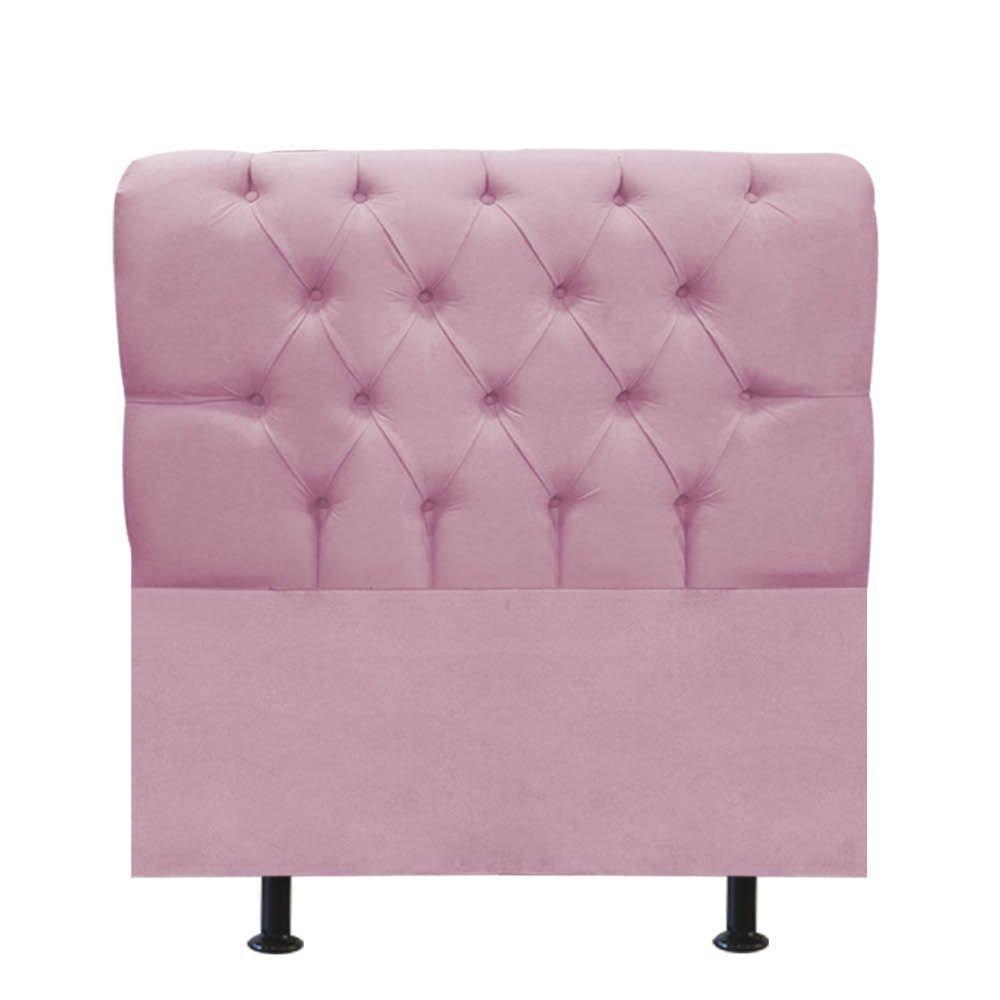 Cabeceira Estofada Cama Box Solteiro 100cm París Veludo Rosa Bebe- Mabe Magazine - 1