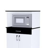 Balcão Para Cozinha Multiuso 2 Portas E Repartição Superior Para Forno Microondas Carina Branco/preto- Mabe Magazine - 3