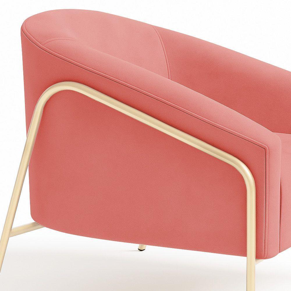 Poltrona Sala Industrial Alta Champanhe Stella Suede Rosê D03 - D'rossi - 7