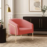 Poltrona Sala Industrial Alta Champanhe Stella Suede Rosê D03 - D'rossi - 1