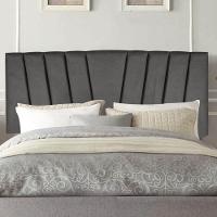 Painel Cabeceira Estofada Bélgica 195cm Cama Box King Veludo Cinza Escuro- Mabe Magazine - 1