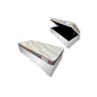 Cama Box Baú Solteiro Sintético + Colchão Cali Espuma D23 Toraflex 88x188x54 Cor:branco - 1