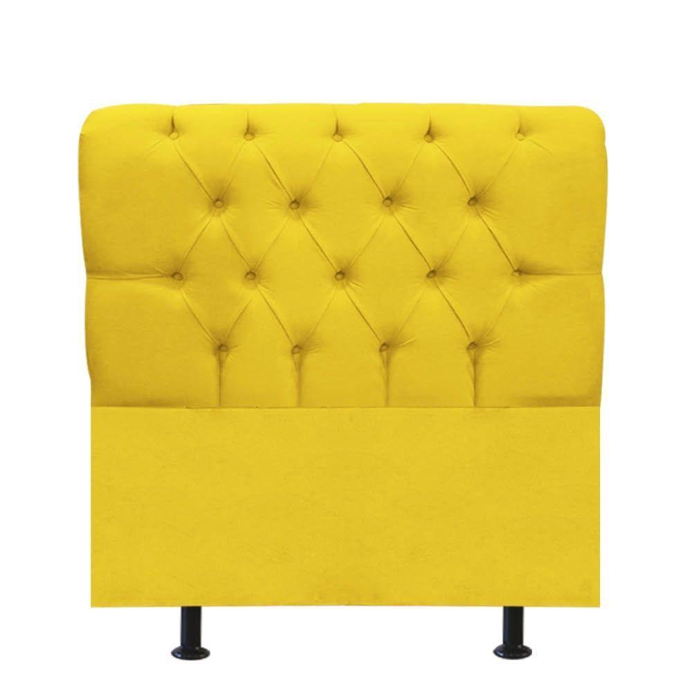 Cabeceira Estofada Cama Box Solteiro 100cm París Veludo Amarelo- Mabe Magazine - 1