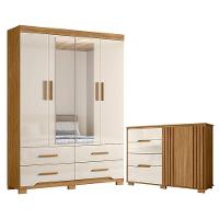 Guarda Roupa Solteiro Miami E Cômoda Texas Freijó Off White - Moval - 1