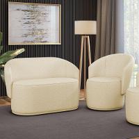 Sofá Namoradeira E Poltrona Orgânica Para Sala Malu Bouclê M11 - D'rossi Rose - 1