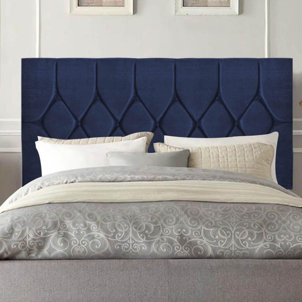 Cabeceira Estofada Cama Box King 195cm Istambul Corino Azul- Mabe Magazine - 1