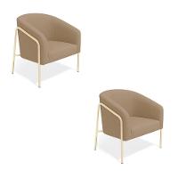 Poltrona Sala Industrial Alta Champanhe Kit 2 Stella Suede D03 - D'rossi Cor Marrom Rato - 8