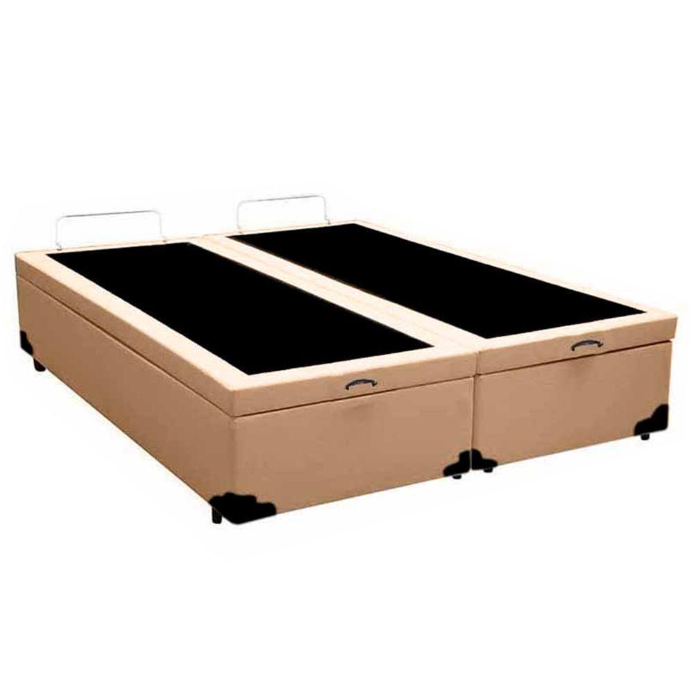 Cama Box Baú Casal Bipartido Whc Suede Bege 138x188x42 - 5