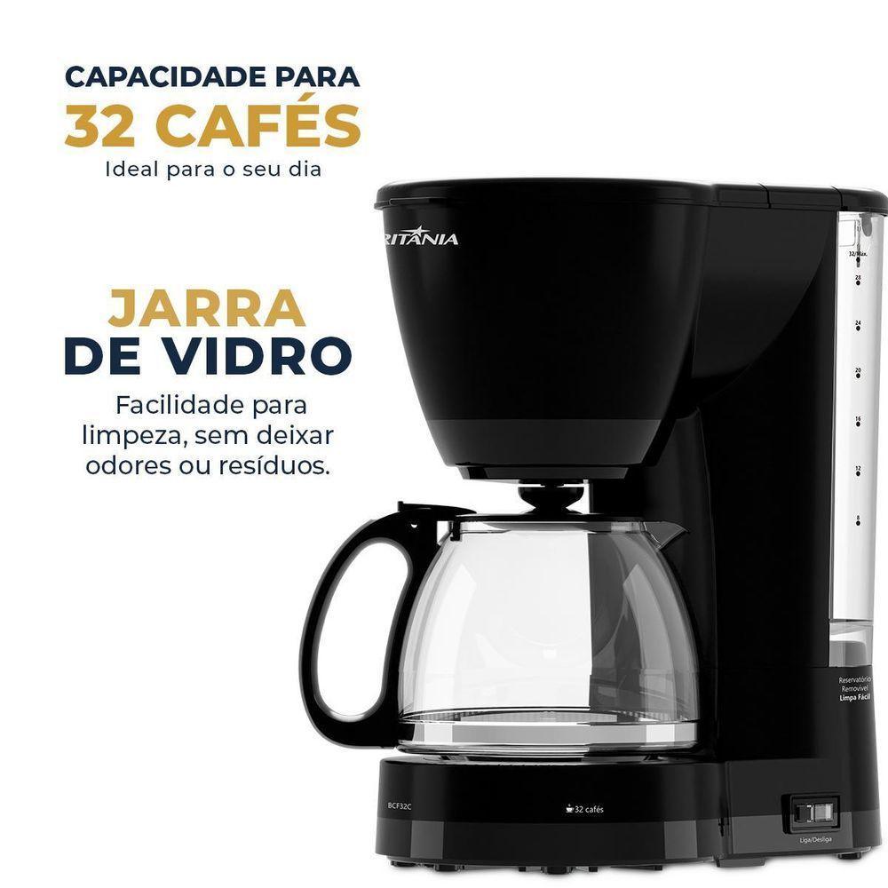 Cafeteira Britânia 32 Cafés Jarra de Vidro 1,2L BCF32C 220V - 4