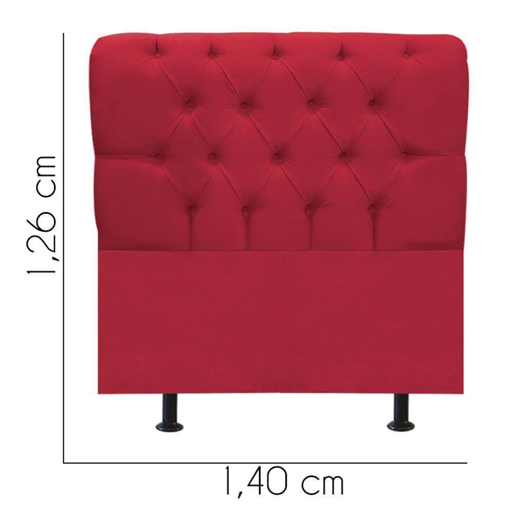 Cabeceira Estofada Cama Box Casal 140cm París Veludo Vermelho- Mabe Magazine - 3