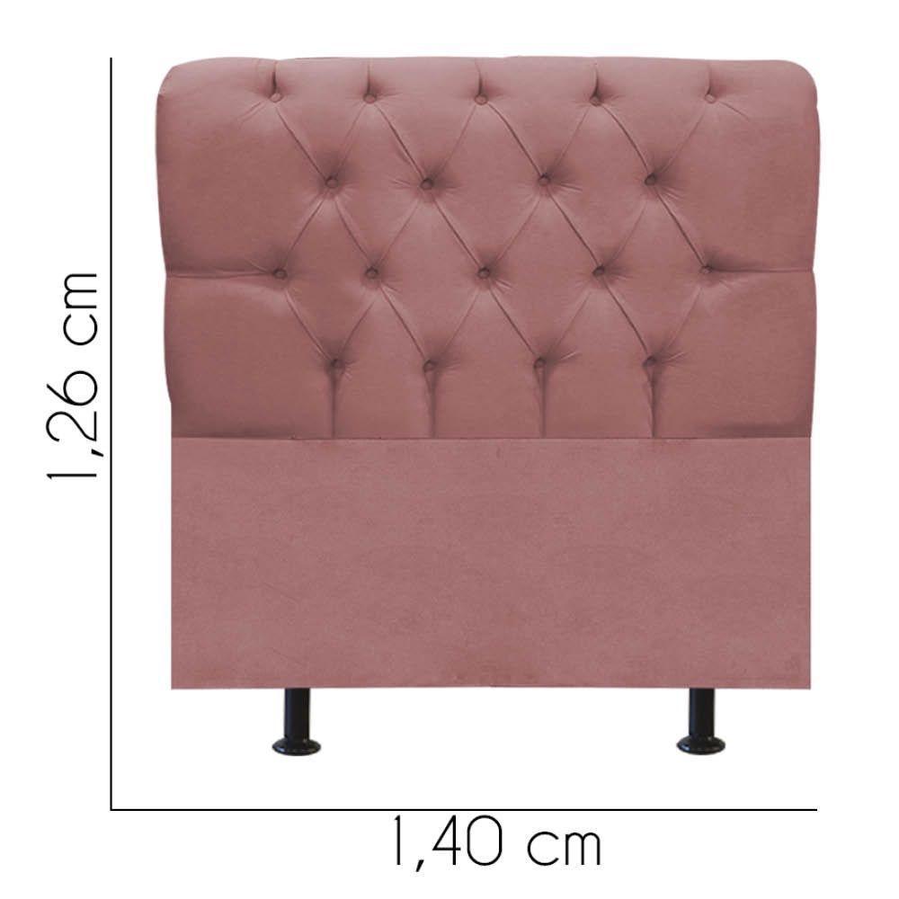 Cabeceira Estofada Cama Box Casal 140cm París Suede Rose- Mabe Magazine - 3