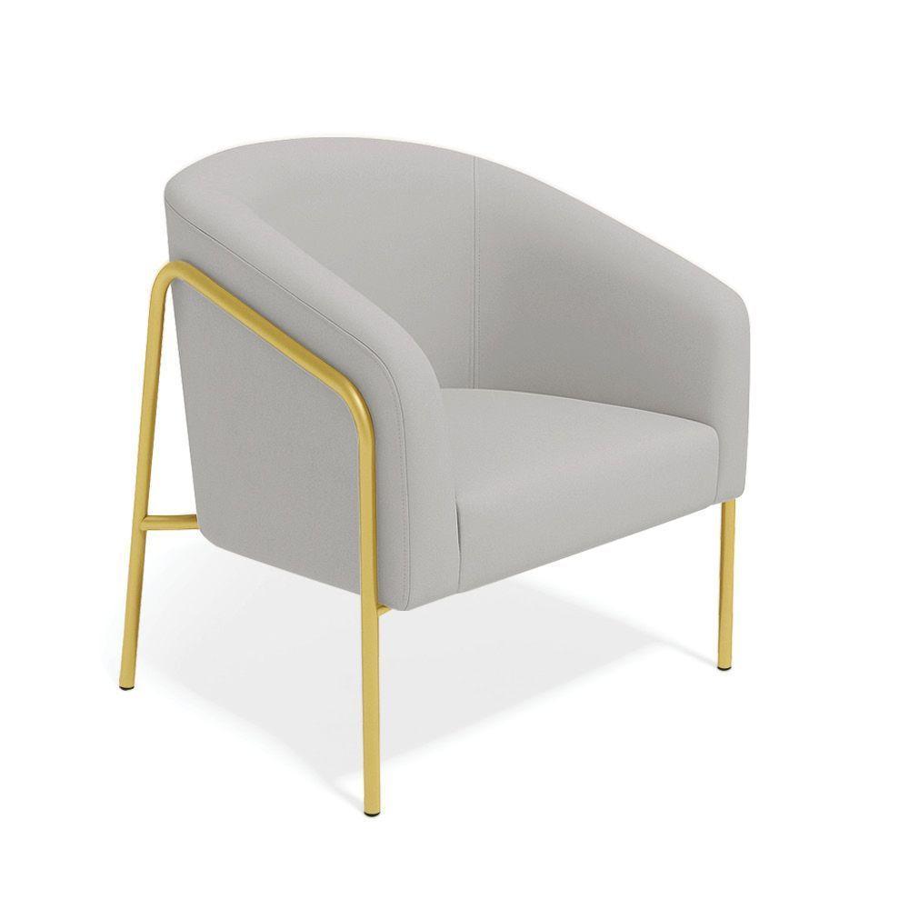 Poltrona Sala Industrial Alta Dourado Kit 2 Stella Suede Cinza D03 - D'rossi - 5