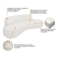 Sofá Curvo 2 Lugares Orgânico Amsterdã 140cm Bouclé Branco- Mabe Magazine - 4