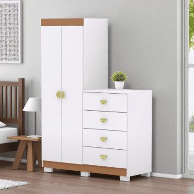 Cômoda Roupeiro Cristal 4 Gavetas em MDF com Puxadores Telescópicos Branco Contemporâneo
