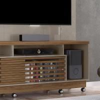 Estante De Tv 60 Pol 200cm Com Rodízio Sala De Estar Lumari Fendi-naturale M20 - D'rossi